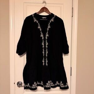 Black Embroidered Tunic Top short dress